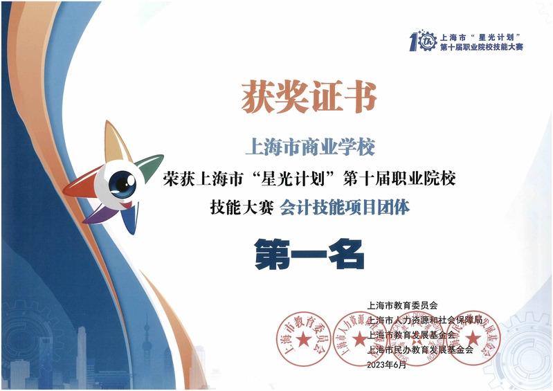 会计技能团体第一名